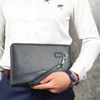 [Da thật] Clutch cầm tay nam da bò thật CL120 (Đen/Nâu) - 100% da bò thật BH 3 năm