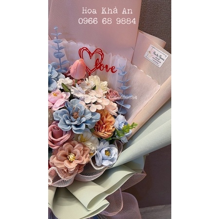 Bó hoa sáp mix lụa cao cấp. Thiết kế nhà Khả An. Ship hoả tốc nội thành