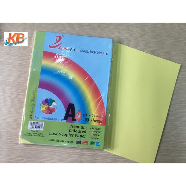 Bìa màu Bảo Kiên A4: xanh cốm, xanh biển, trắng, vàng, hồng