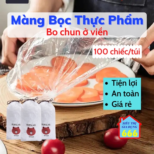 Màng bọc thực phẩm SALE Túi bảo quản thực phẩm co giãn nilon PE có chun siêu dai tái sử dụng tiện lợi giá rẻ