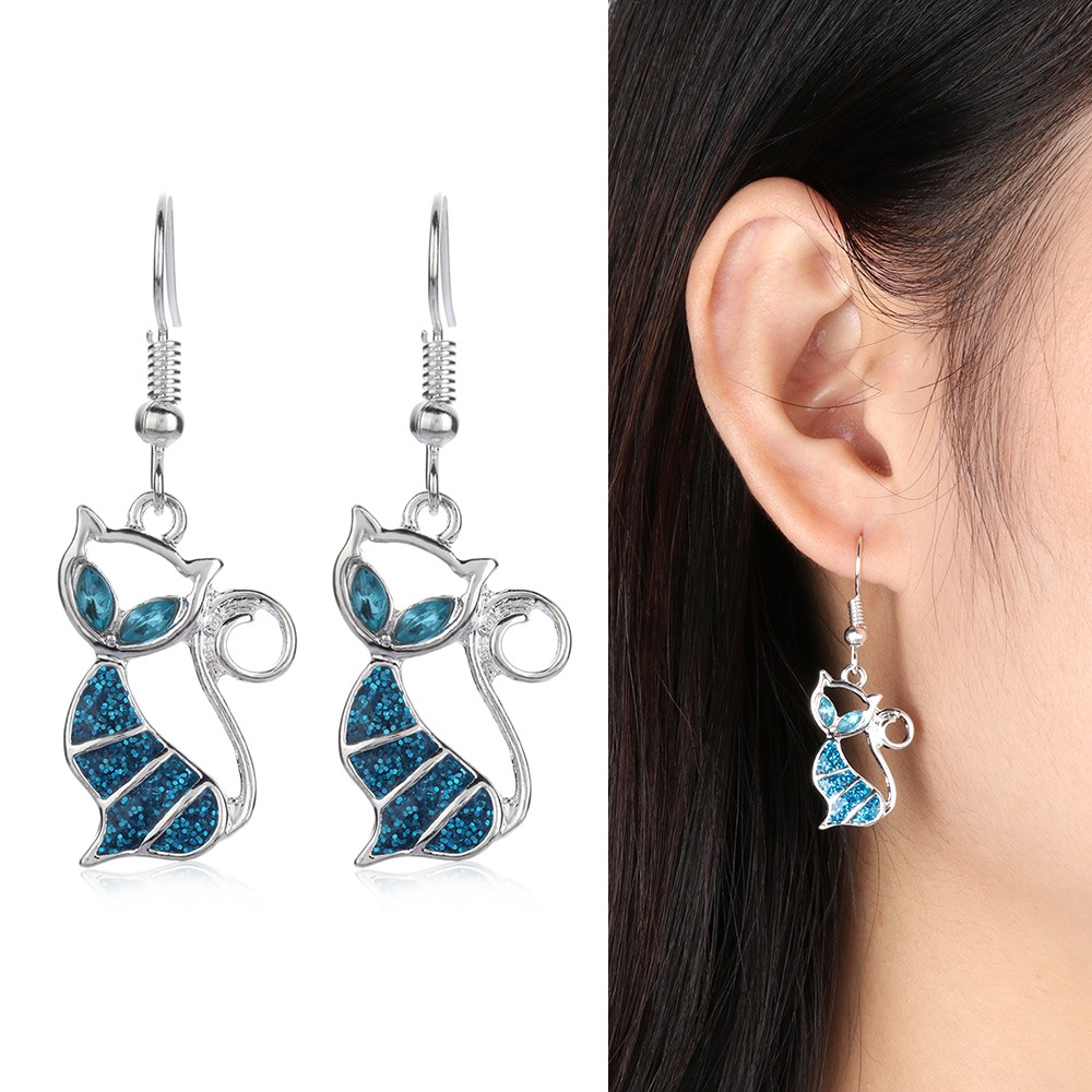 Khuyên Tai Hình Con Mèo Đính Đá Opan Thanh Lịch Dành Cho Nữ