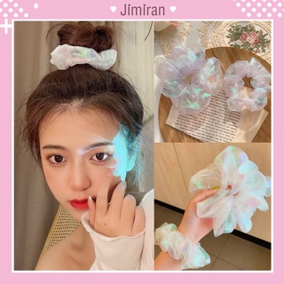 Dây buộc tóc Scrunchies JIMIRAN cột tóc vải ánh sắc màu xinh xắn cute CT10