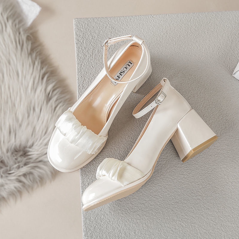 Giày Cao Gót Da Đế Dày Thanh Lịch Hợp Thời Trang Cho Nữ