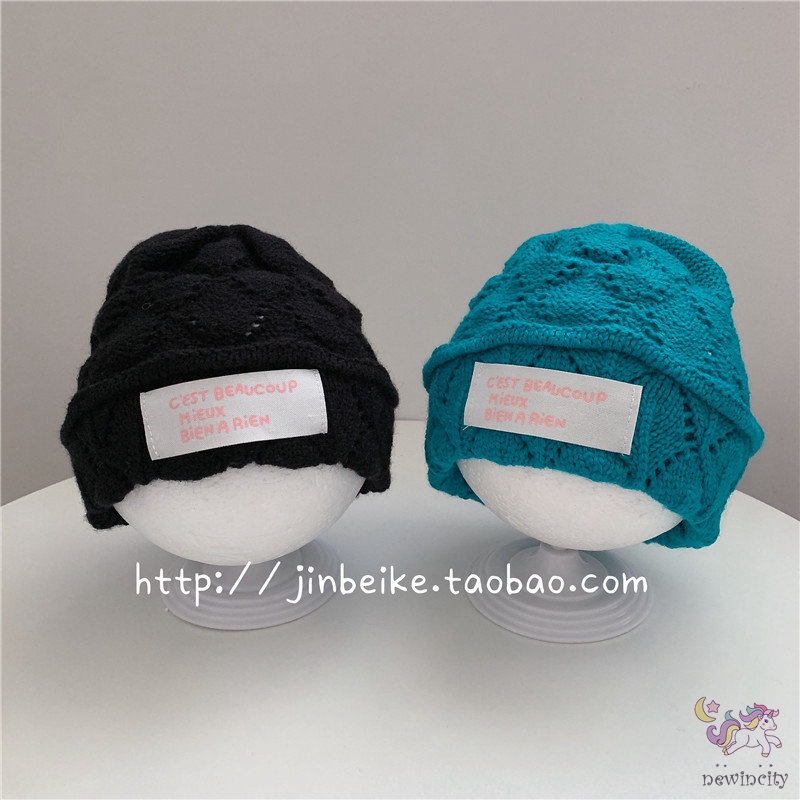 Mũ Beanie Dệt Kim Co Giãn Giữ Ấm Mùa Thu Đông Phong Cách Hàn Quốc Cho Bé Trai Bé Gái