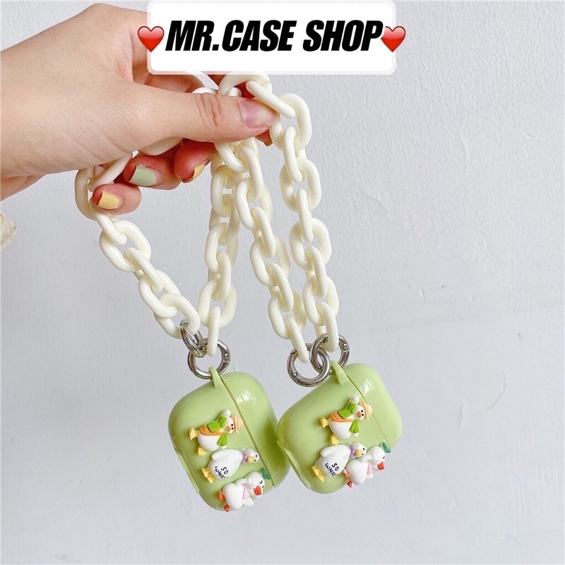 Case Airpods 1/2 /3/Pro Vỏ Ốp Tai Nghe Nhựa Dẻo Hình Silica Gel Xanh Lá - Mr.Case AirPods