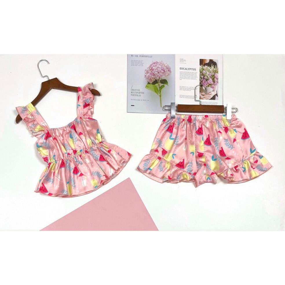 Bộ Mặc Nhà Nữ - Đồ Ngủ 2 Dây Quần Cộc Lụa Satin Cao Cấp Gợi Cảm Cute Cho Nữ | Hân Fashion | BigBuy360 - bigbuy360.vn
