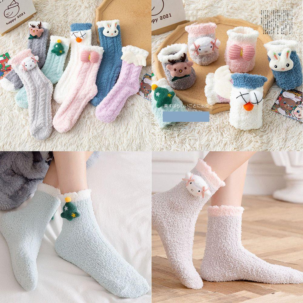 DIACHAVN Vớ Nhung San Hô Dày Mềm Mại Giữ Ấm Mùa Đông