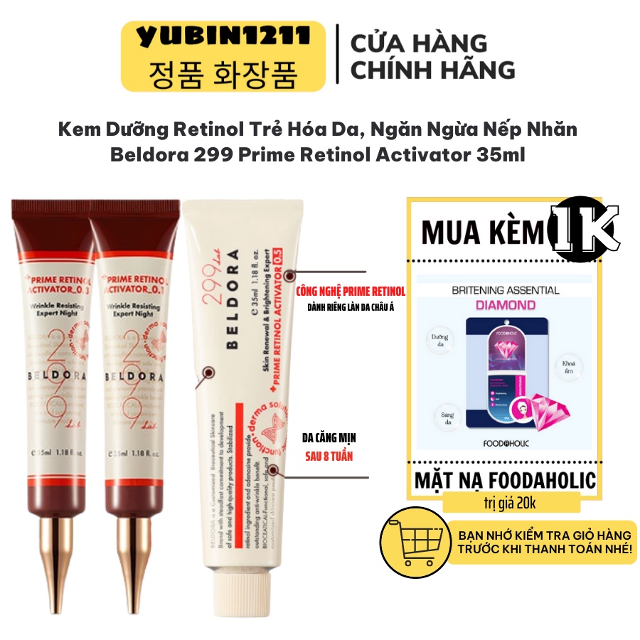 Kem Dưỡng Retinol Trẻ Hóa Da, Ngăn Ngừa Nếp Nhăn Beldora 299 Prime Retinol Activator 35ml