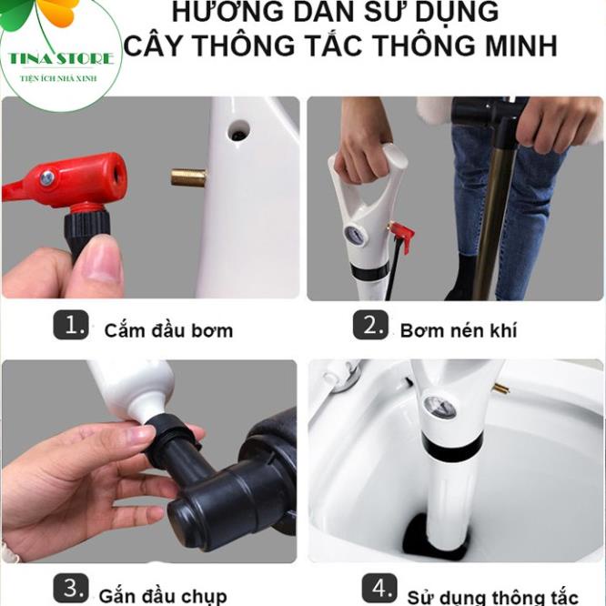 [FreeShip] Súng Thông Tắc Bồn Cầu, Bồn Rửa, Cống Thoát Sàn, Bằng Khí Nén Hơi, Đa Năng, Áp Lực 8kg | Hàng Chính Hãng