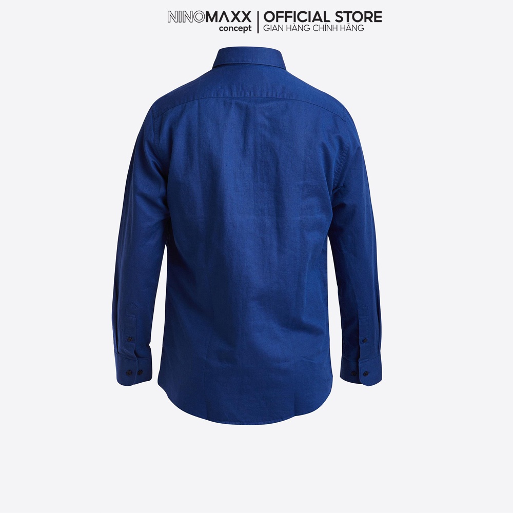 NINOMAXX Áo Sơ Mi Nam tay dài dáng slim fit vải lanh pha cotton 1902028