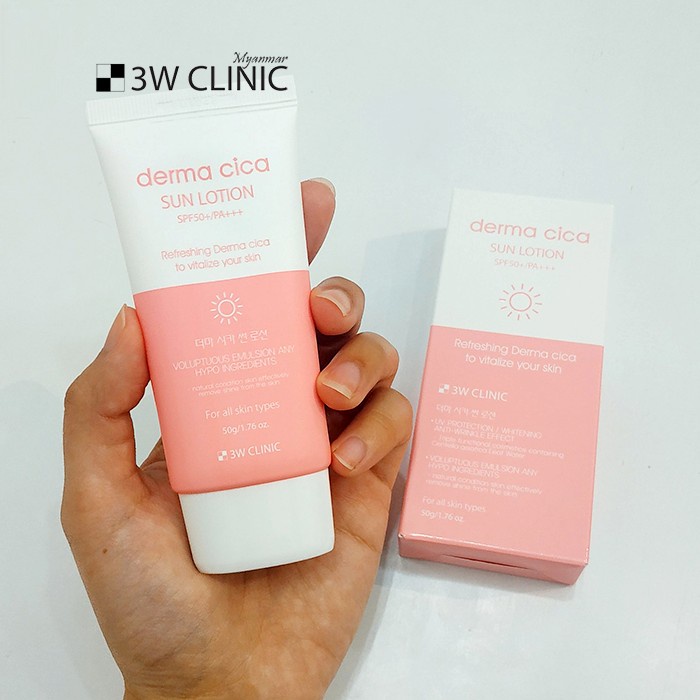 KEM CHỐNG NẮNG LÀM DỊU DA 3W CLINIC DERMA CICA SUN LOTION SPF50 CHÍNH HÃNG - 10376