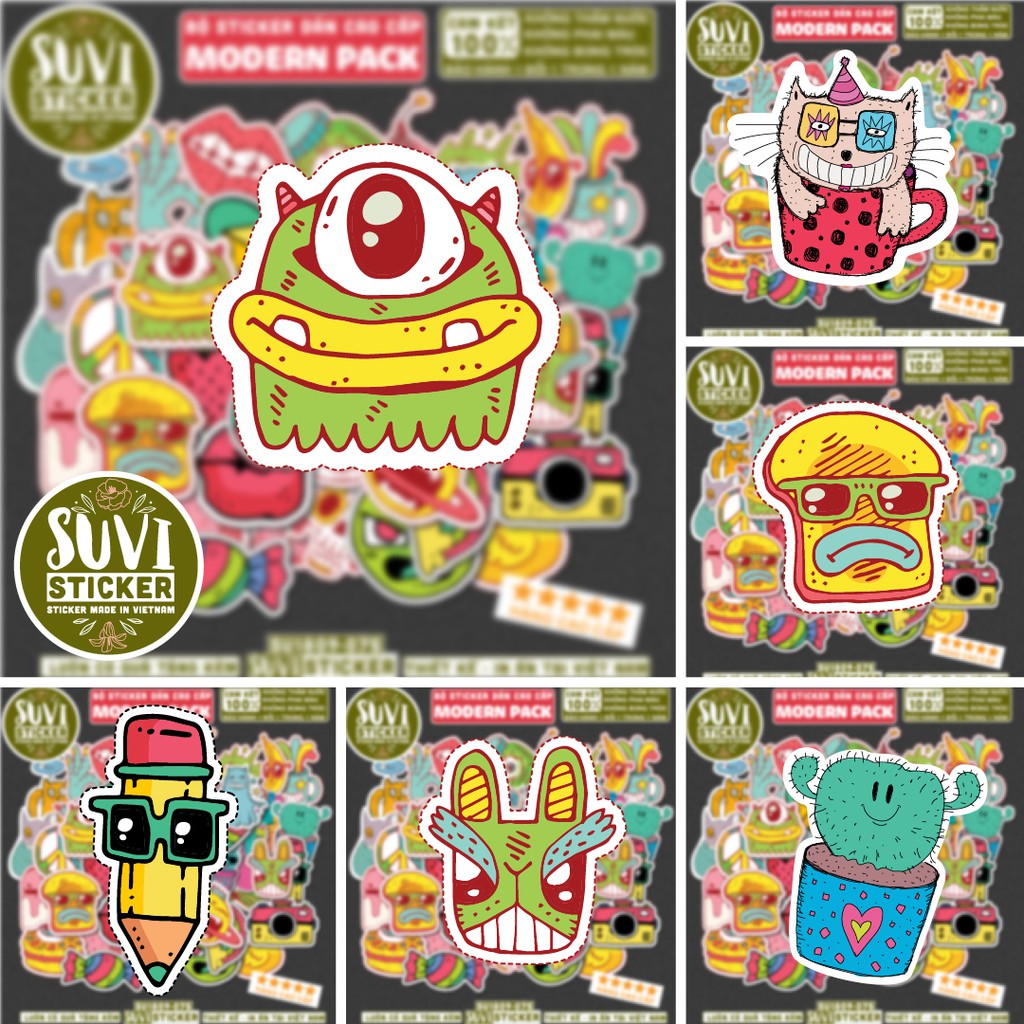 50 Sticker dán Modern Pack Set chống nước sticker dán nón bảo hiểm, xe, laptop, điện thoại, vali. MSP:O03