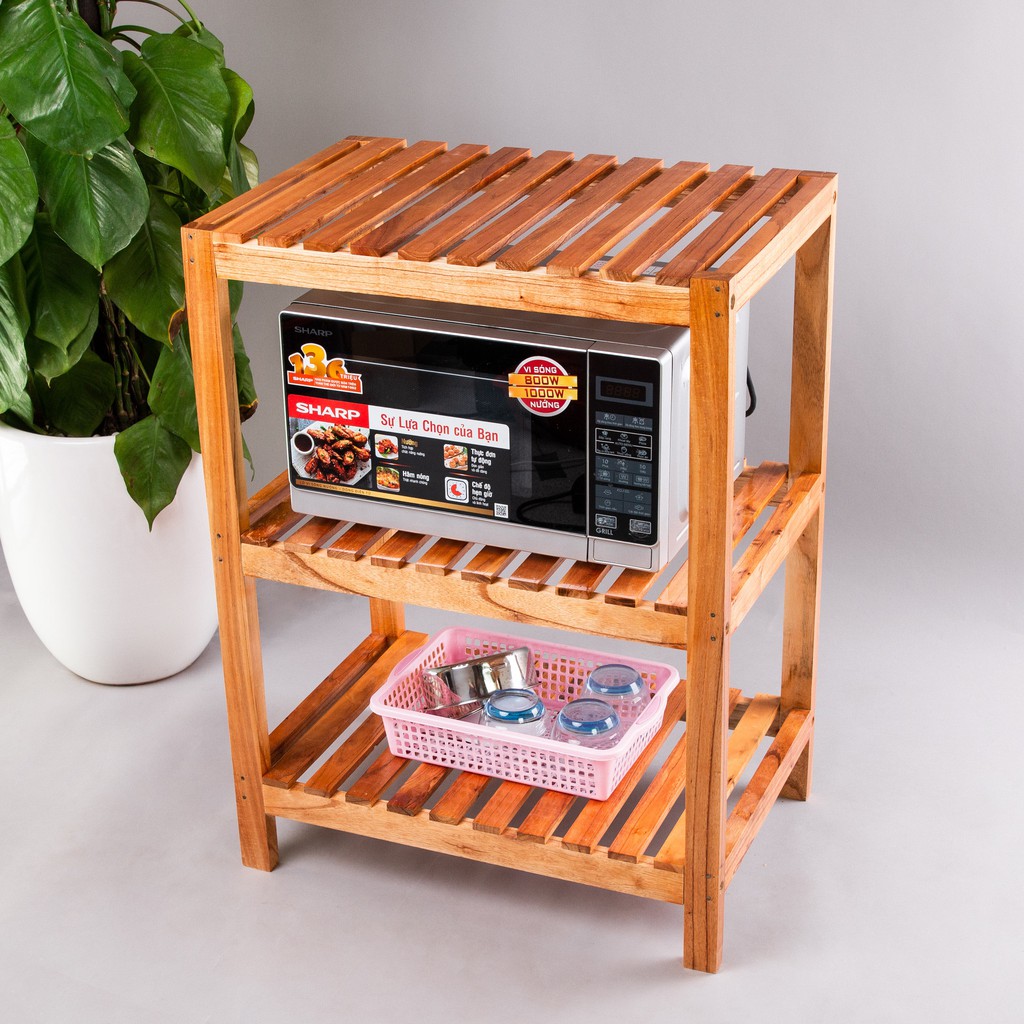 Kệ để lò vi sóng 4 tầng dài 60 cm x 114 cm gỗ tự nhiên | BigBuy360 - bigbuy360.vn