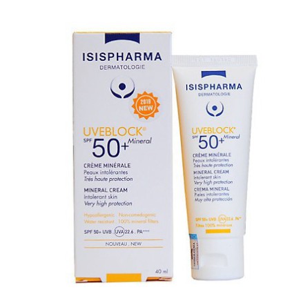[CHÍNH HÃNG] Isis Pharma Kem Chống Nắng Dành Cho Da Thường Uveblock SPF50+ Mineral Cream 40ml ( Không Màu )
