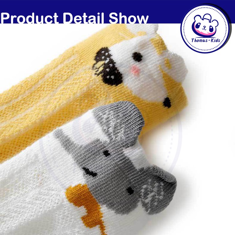 Set 3 Đôi Vớ Cotton Thoáng Khí Thoải Mái Họa Tiết Động Vật Hoạt Hình Cho Bé 0-3 Tuổi