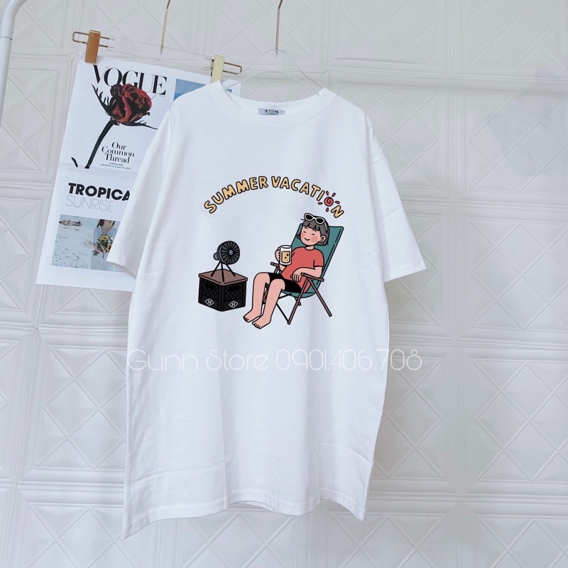 Áo Thun 3158 Hình In Summer Form Unisex Chất Cotton Khô Loại 1, Thoáng Mát, Thấm Hút Mồ Hôi - GUNN