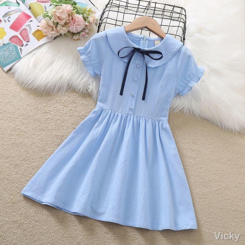🌈Bộ hè🌈Váy ngắn tay bé gái hè 2021 váy cotton kiểu mới, váy công chúa trẻ em, bé trai lớn, váy hè phong cách tây