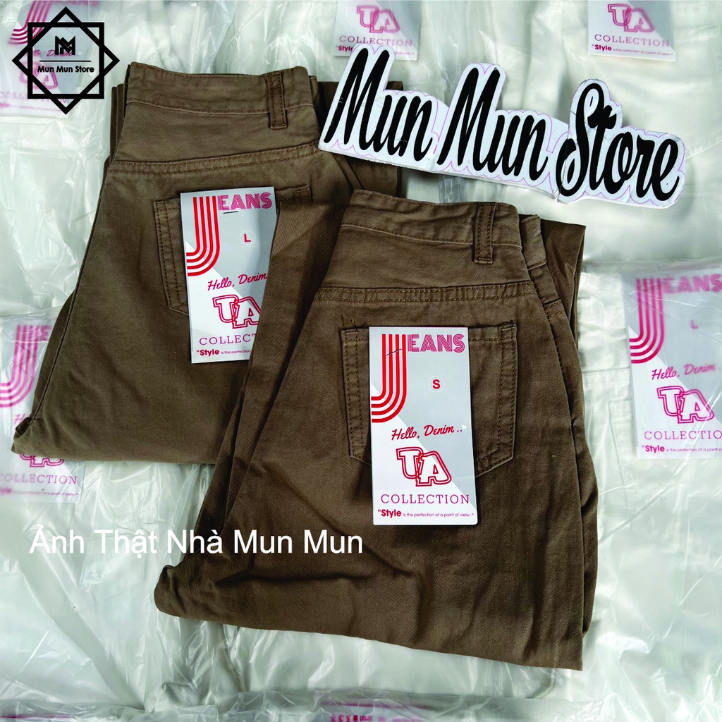 Quần Jean Nữ Ông Rộng Dáng Suông Nữ Cạp Cao Màu Be MunMunStore Quần Kaki Ống Đứng Trơn Màu Nâu Tây 146