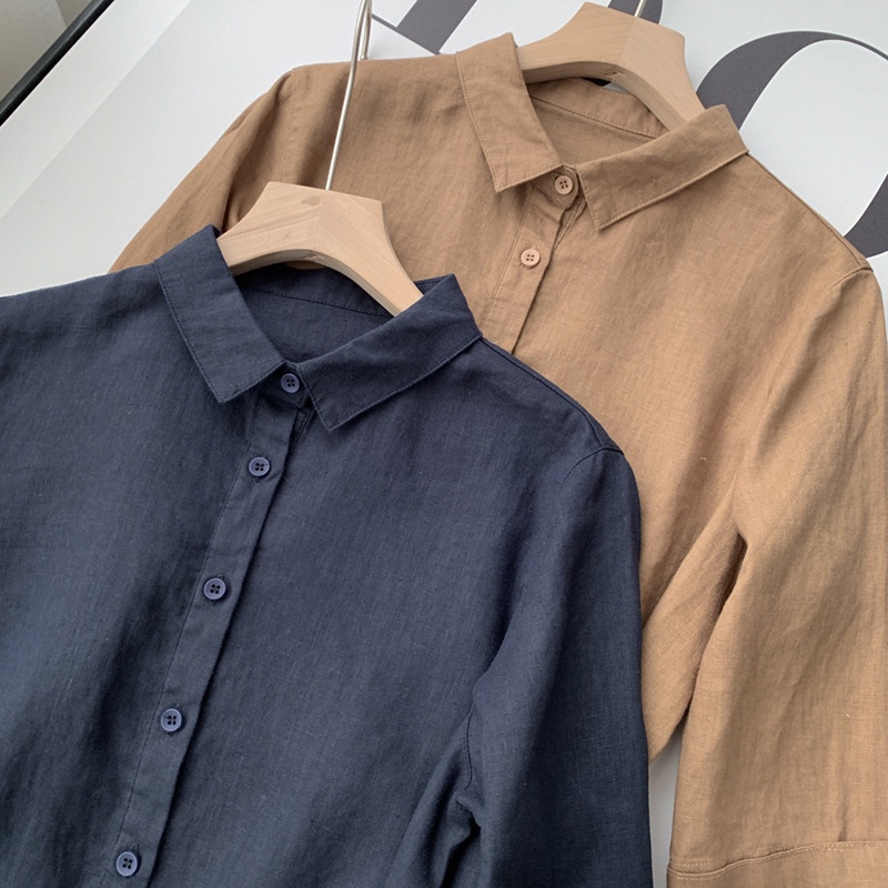 {Ảnh Thật + Freeship} Váy sơ mi nữ tay lỡ dáng dài 2 túi, Váy linen cao cấp che khuyết điểm tôn dáng