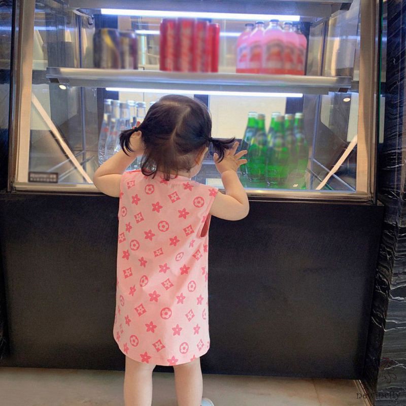 Đầm Sát Nách In Họa Tiết Hoạt Hình Phong Cách Hàn Quốc Thời Trang Mùa Hè Cho Bé Gái