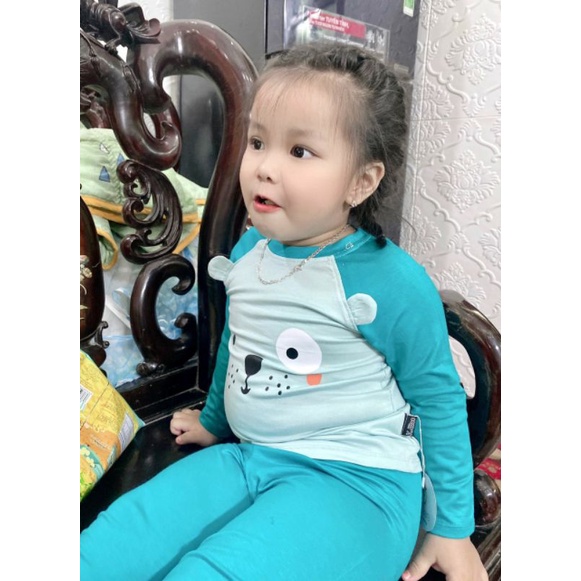 Bộ Dài Tay Thun Lạnh Tai Thú Cho Bé Trai, Bé Gái size 6-18 kg