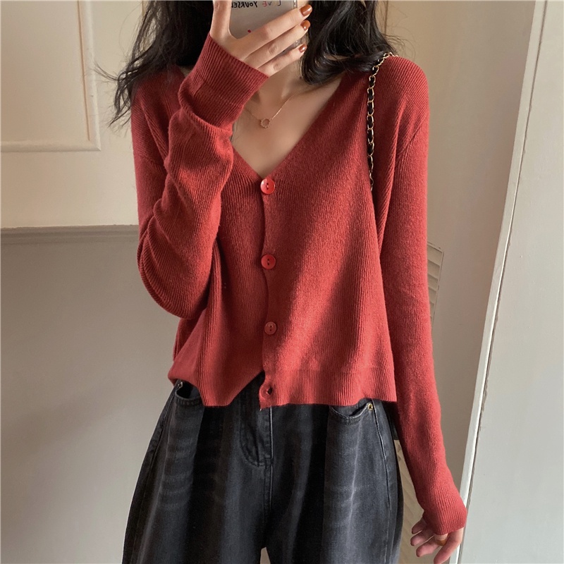 Áo Khoác Len cardigan Tay Dài Cổ Chữ v Nhiều Màu Sắc Đa Dạng Tùy Chọn 54387