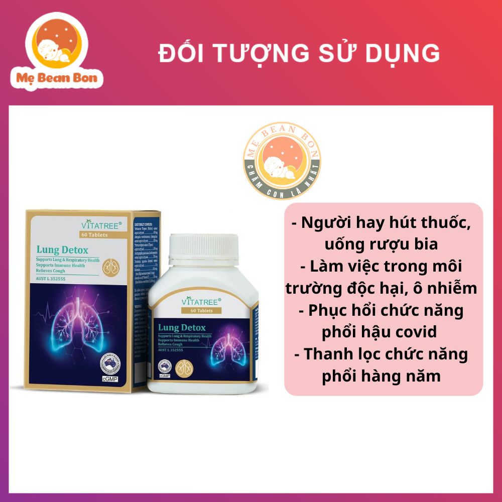 Viên uống Vitatree Lung Detox 60 viên của Úc giúp giải độc phổi