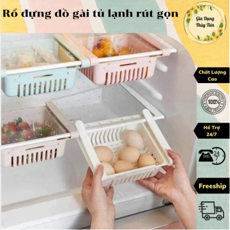 Set 3 rổ đựng đồ gài tủ lạnh rút gọn tiện lợi tiết kiệm diện tích đựng ra củ quả