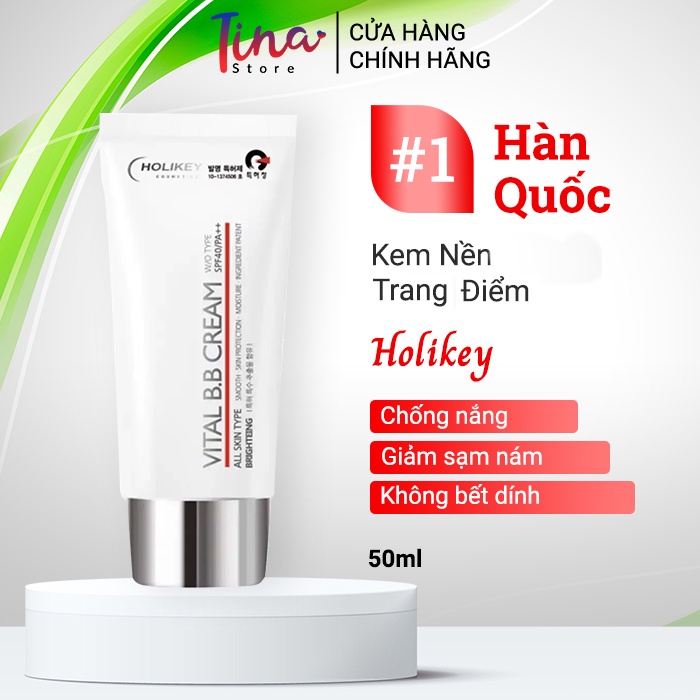 Kem Nền Trang Điểm Chống Nắng, Giảm Sạm Nám HOLIKEY Vital BB Cream 50ml- 3W038