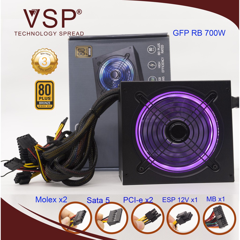 Nguồn VSP 700W Công Suất Thực LED RGB