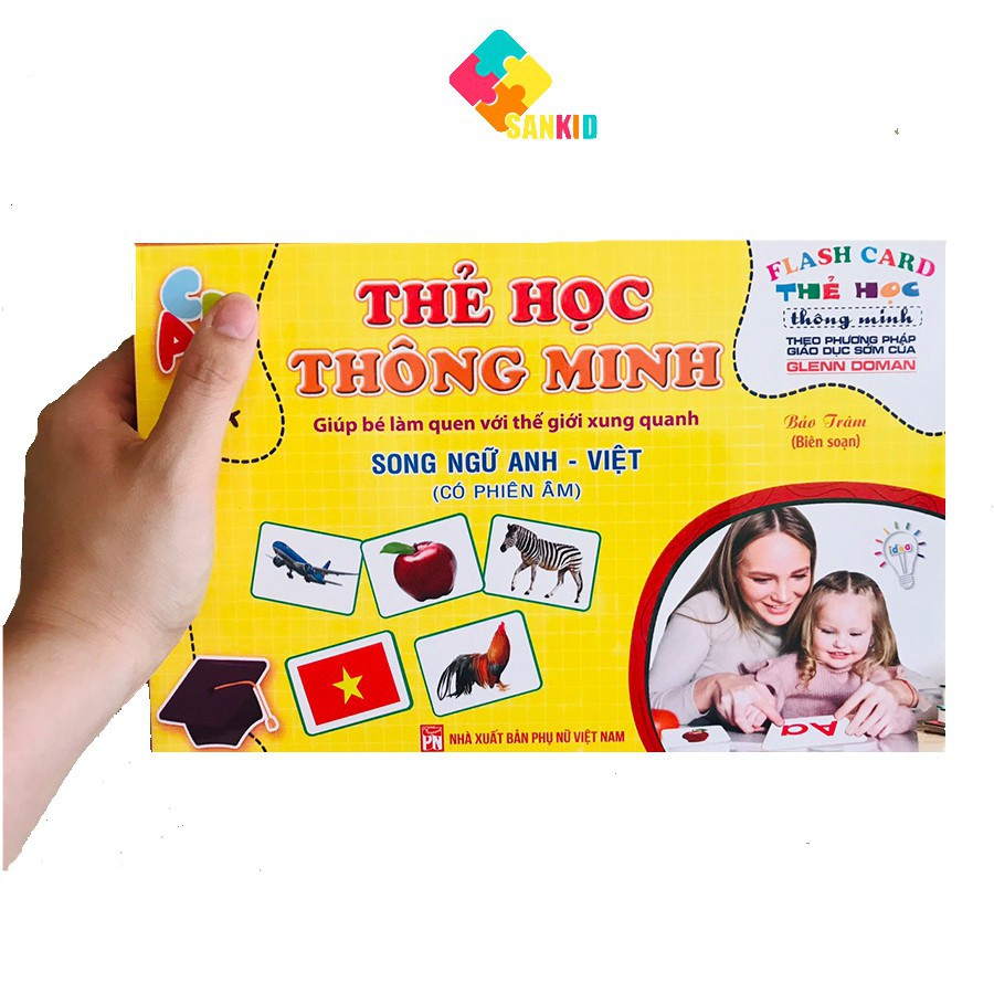 Thẻ học thông minh song ngữ ANH-VIỆT có phiên âm, Mẫu lớn Flashcard 18 chủ đề 288 thẻ