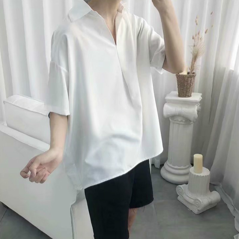 Áo sơ mi nam ngắn tay màu trơn phong cách Hàn Quốc