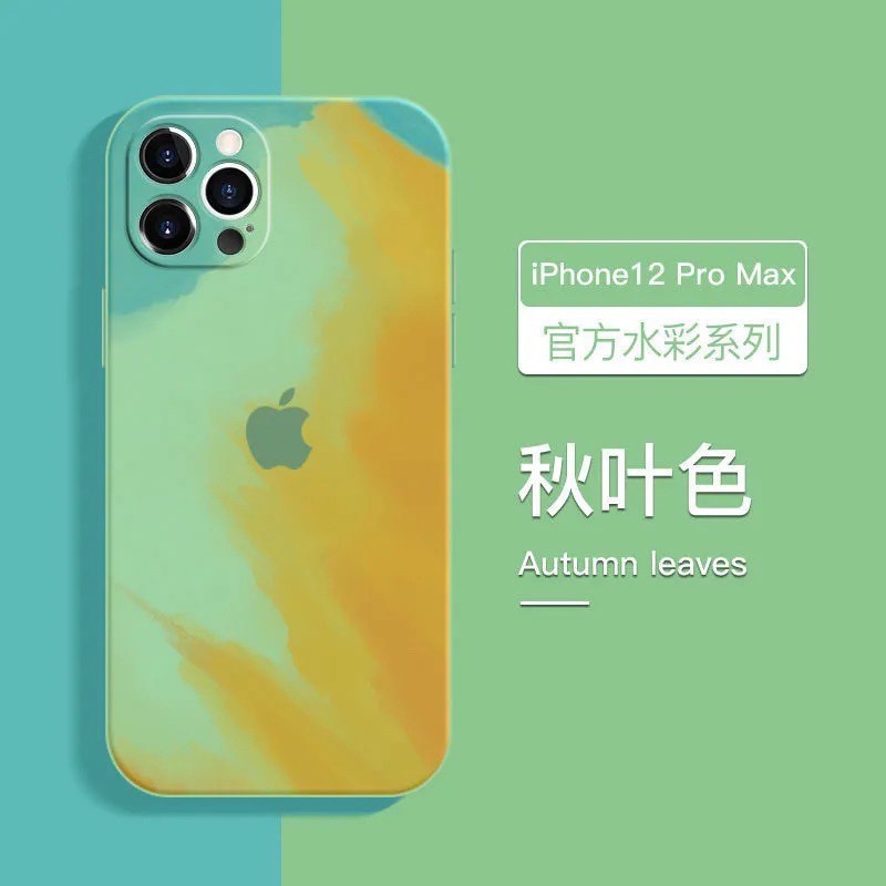 iPhone New Watercolor Liquid Silicone Mobile Phone Case For iPhone 12 mini 12 12 Pro 12 Pro Max 11 11 Pro 11 Pro Max X XS XR XS Max With Apple Logo