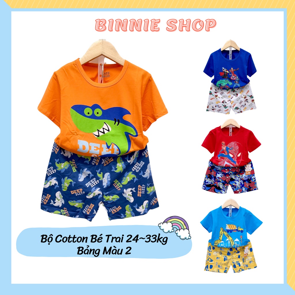 Đồ bộ bé trai Bộ thun cotton quảng châu xuất hàn BINNIE SHOP cho bé trai từ 24-33kg (6-9 tuổi) BTD2