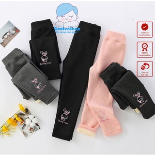 Quần legging bé gái, Quần dài bé gái chất nỉ cotton lót lông dày dặn không bị xù khi mặc size 12kg đến 30kg QDN4