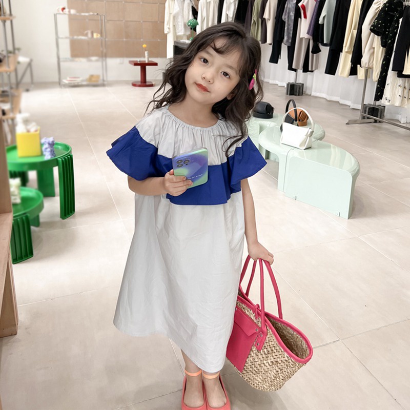 Đầm Công Chúa Không Tay Màu Trơn Nhấn Eo Thời Trang Mùa Hè Hàn Quốc Cho Bé Gái