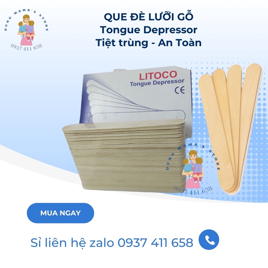 Hộp 100 Que Đè Lưỡi Gỗ Tiệt Trùng