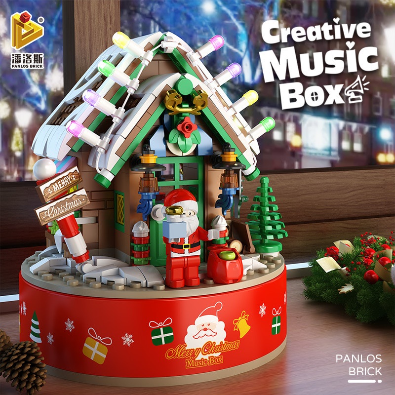 Đồ chơi Lắp ráp Mô hình Panlos 656012 Children's Christmas theme with rotating music box  quà Giáng sinh