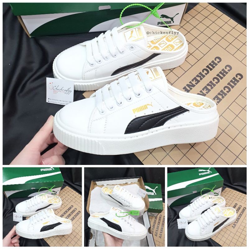 Giày dép PM TRẮNG VẠCH ĐEN ĐẠP GÓT fenty