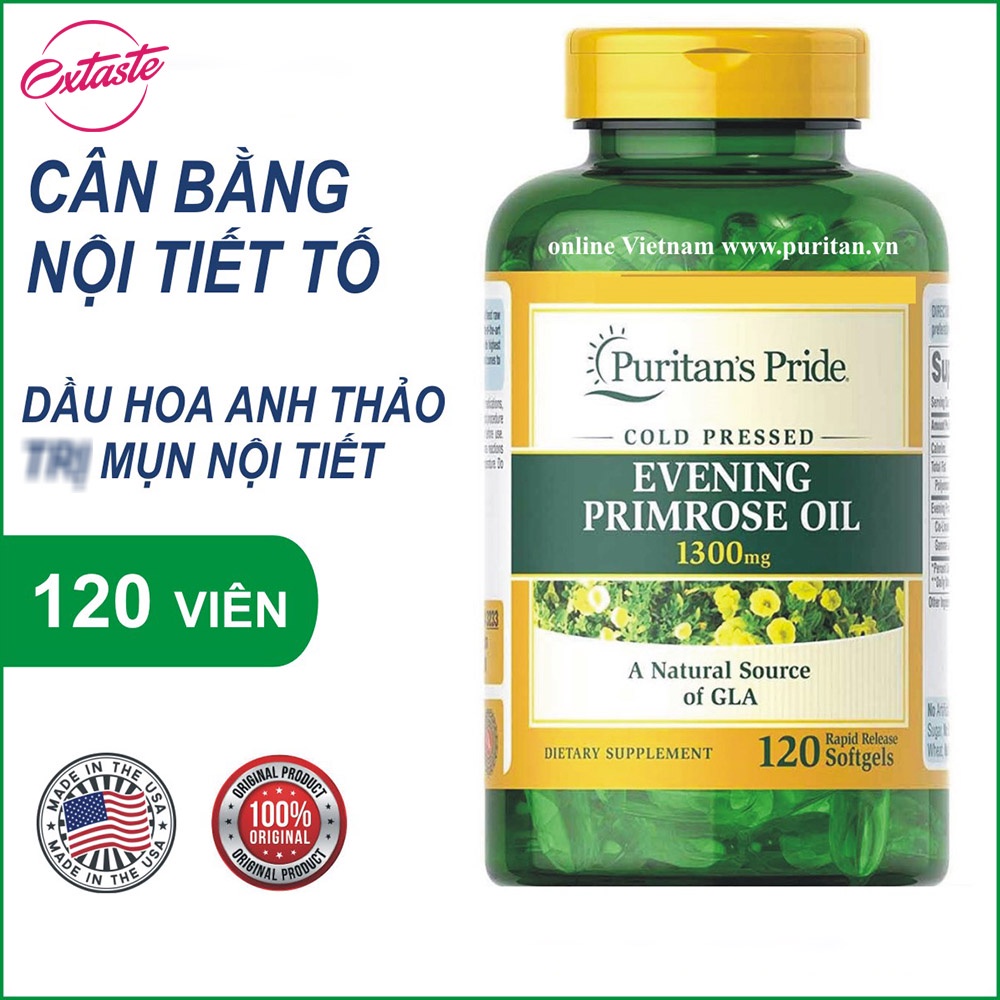 Tinh dầu hoa anh thảo Kirkland Signature puritan's pride Evening Primrose Oil 1300MG 120 viên ổn định nội tiết tố nữ