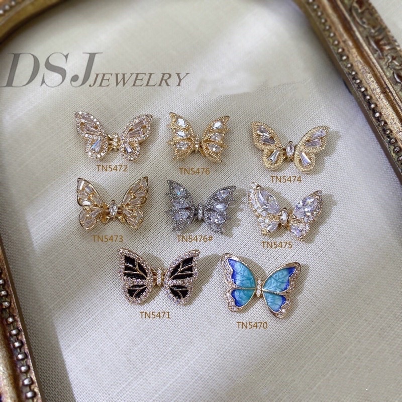 Charm bướm cao cấp đính đá - loại rung lò xo siêu sáng