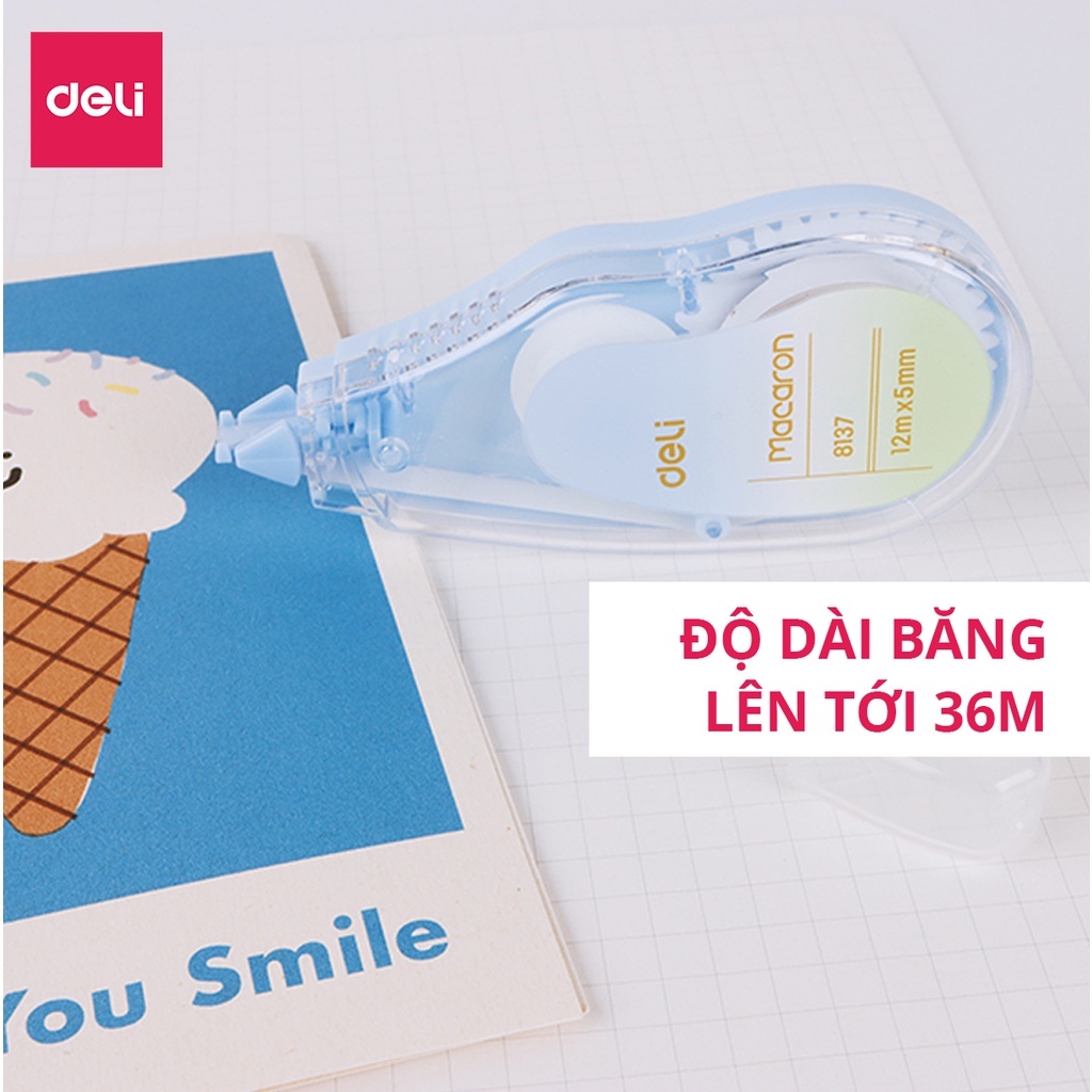 Combo 3 Bút xóa băng 12m Deli - Hình trái cây - Hồng/Xanh lá/Xanh dương - EH333