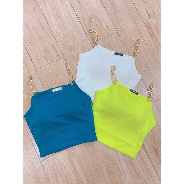 Áo 2 dây xích croptop trơn kèm mút ngực cực xinh, chất thun bozip dày dặn mềm mịn