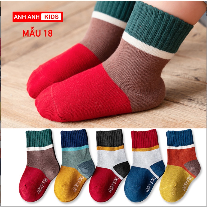 Set 5 đôi Tất cho bé  - Tất trẻ em Thu Đông Cotton Cao Cấp Từ 1 Đến 12 Tuổi ANHANHKIDS - Có bán sỉ