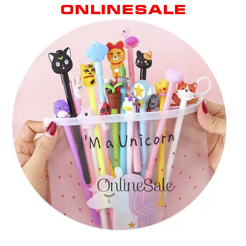 [QUÁ RẺ] Combo 20 Bút Bi Nước 0.5MM hoạt hình cute unicorn dễ thương dùng cho học sinh, văn phòng, mực đều nét chữ đẹp