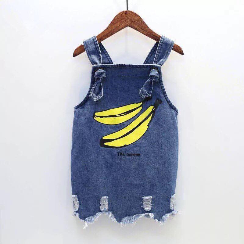 Đầm yếm jean hình chuối cho bé