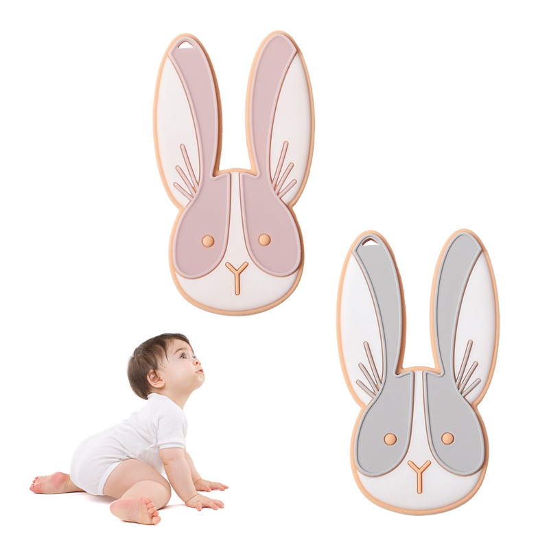 1 Dây Đeo Núm Ti Giả Bằng Silicone Hình Thỏ Cho Bé Đang Mọc Răng