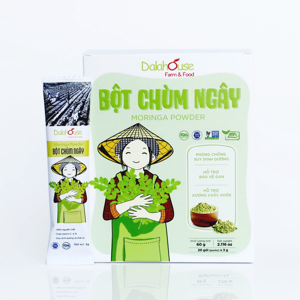 [Date 2023] Bột chùm ngây sấy lạnh hữu cơ nguyên chất Dalahouse 60g