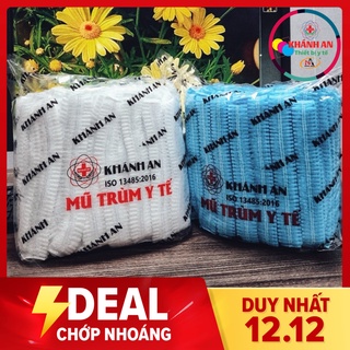 100/50 Mũ trùm đầu y tế, mũ con sâu Khánh An bịch