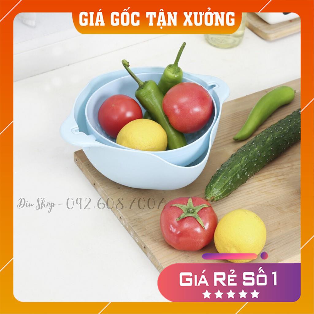 Rổ Rửa Rau MUA 1 ĐƯỢC 2 Rổ Thông Minh Rửa Rau Củ Quả Tiện Ích 2 Trong 1 Nhiều Màu Sắc